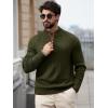 imageRuncati Mens QuarterZip Pullover Sweater Casual Mock Neck Knitted Winter Warm Ribbed Polo SweatersArmy Green