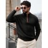 imageRuncati Mens QuarterZip Pullover Sweater Casual Mock Neck Knitted Winter Warm Ribbed Polo SweatersBlack