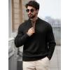 imageRuncati Mens QuarterZip Pullover Sweater Casual Mock Neck Knitted Winter Warm Ribbed Polo SweatersBlack