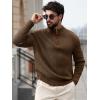 imageRuncati Mens QuarterZip Pullover Sweater Casual Mock Neck Knitted Winter Warm Ribbed Polo SweatersBrown