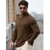 imageRuncati Mens QuarterZip Pullover Sweater Casual Mock Neck Knitted Winter Warm Ribbed Polo SweatersBrown