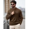 imageRuncati Mens QuarterZip Pullover Sweater Casual Mock Neck Knitted Winter Warm Ribbed Polo SweatersBrown