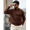 imageRuncati Mens QuarterZip Pullover Sweater Casual Mock Neck Knitted Winter Warm Ribbed Polo SweatersCoffee