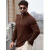imageRuncati Mens QuarterZip Pullover Sweater Casual Mock Neck Knitted Winter Warm Ribbed Polo SweatersCoffee