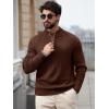 imageRuncati Mens QuarterZip Pullover Sweater Casual Mock Neck Knitted Winter Warm Ribbed Polo SweatersCoffee
