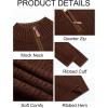 imageRuncati Mens QuarterZip Pullover Sweater Casual Mock Neck Knitted Winter Warm Ribbed Polo SweatersCoffee