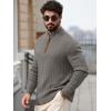 imageRuncati Mens QuarterZip Pullover Sweater Casual Mock Neck Knitted Winter Warm Ribbed Polo SweatersGray