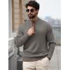imageRuncati Mens QuarterZip Pullover Sweater Casual Mock Neck Knitted Winter Warm Ribbed Polo SweatersGray