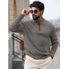imageRuncati Mens QuarterZip Pullover Sweater Casual Mock Neck Knitted Winter Warm Ribbed Polo SweatersGray