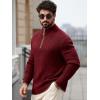 imageRuncati Mens QuarterZip Pullover Sweater Casual Mock Neck Knitted Winter Warm Ribbed Polo SweatersWine Red