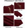 imageRuncati Mens QuarterZip Pullover Sweater Casual Mock Neck Knitted Winter Warm Ribbed Polo SweatersWine Red