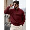imageRuncati Mens QuarterZip Pullover Sweater Casual Mock Neck Knitted Winter Warm Ribbed Polo SweatersWine Red