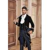 imageRuncati Mens Steampunk Victorian Jacket Gothic Tailcoat Costume Vintage Tuxedo Viking Renaissance Pirate Halloween CoatsBlackx