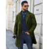 imageRuncati Mens Trench Coat Double Breasted Notched Collar Fleece Jacket Slim Fit Fall Winter Fuzzy Pea Coats Warm OvercoatArmy Green