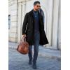 imageRuncati Mens Trench Coat Double Breasted Notched Collar Fleece Jacket Slim Fit Fall Winter Fuzzy Pea Coats Warm OvercoatBlack