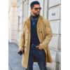 imageRuncati Mens Trench Coat Double Breasted Notched Collar Fleece Jacket Slim Fit Fall Winter Fuzzy Pea Coats Warm OvercoatKhaki