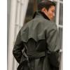 imageRuncati Mens Trench Coat Double Breasted Notched Lapel Casual Belted Windbreaker Fall Classic Long Jacket OvercoatArmy Green