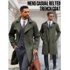 imageRuncati Mens Trench Coat Double Breasted Notched Lapel Casual Belted Windbreaker Fall Classic Long Jacket OvercoatArmy Green
