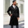 imageRuncati Mens Trench Coat Double Breasted Notched Lapel Casual Belted Windbreaker Fall Classic Long Jacket OvercoatBlack
