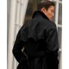imageRuncati Mens Trench Coat Double Breasted Notched Lapel Casual Belted Windbreaker Fall Classic Long Jacket OvercoatBlack