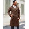 imageRuncati Mens Trench Coat Double Breasted Notched Lapel Casual Belted Windbreaker Fall Classic Long Jacket OvercoatBrown