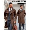 imageRuncati Mens Trench Coat Double Breasted Notched Lapel Casual Belted Windbreaker Fall Classic Long Jacket OvercoatBrown