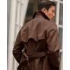 imageRuncati Mens Trench Coat Double Breasted Notched Lapel Casual Belted Windbreaker Fall Classic Long Jacket OvercoatBrown