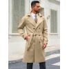 imageRuncati Mens Trench Coat Double Breasted Notched Lapel Casual Belted Windbreaker Fall Classic Long Jacket OvercoatKhaki