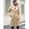 imageRuncati Mens Trench Coat Double Breasted Notched Lapel Casual Belted Windbreaker Fall Classic Long Jacket OvercoatLight Khaki