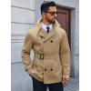 imageRuncati Mens Trench Coat Double Breasted Notched Lapel Jacket Casual Belted Windbreaker OvercoatKhaki