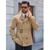 imageRuncati Mens Trench Coat Double Breasted Notched Lapel Jacket Casual Belted Windbreaker OvercoatKhaki