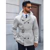imageRuncati Mens Trench Coat Double Breasted Notched Lapel Jacket Casual Belted Windbreaker OvercoatLight Grey