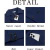 imageRuncati Mens Trench Coat Double Breasted Notched Lapel Jacket Casual Belted Windbreaker OvercoatNavy