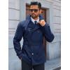 imageRuncati Mens Trench Coat Double Breasted Notched Lapel Jacket Casual Belted Windbreaker OvercoatNavy