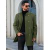 imageRuncati Mens Trench Coat Double Breasted Stand Collar Pea Coat Casual Fall Winter Warm Mid Long OvercoatArmy Green