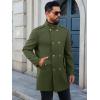 imageRuncati Mens Trench Coat Double Breasted Stand Collar Pea Coat Casual Fall Winter Warm Mid Long OvercoatArmy Green
