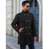 imageRuncati Mens Trench Coat Double Breasted Stand Collar Pea Coat Casual Fall Winter Warm Mid Long OvercoatBlack