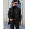 imageRuncati Mens Trench Coat Double Breasted Stand Collar Pea Coat Casual Fall Winter Warm Mid Long OvercoatBlack