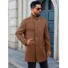 imageRuncati Mens Trench Coat Double Breasted Stand Collar Pea Coat Casual Fall Winter Warm Mid Long OvercoatBrown