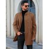 imageRuncati Mens Trench Coat Double Breasted Stand Collar Pea Coat Casual Fall Winter Warm Mid Long OvercoatBrown