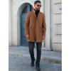 imageRuncati Mens Trench Coat Double Breasted Stand Collar Pea Coat Casual Fall Winter Warm Mid Long OvercoatBrown