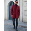 imageRuncati Mens Trench Coat Double Breasted Stand Collar Pea Coat Casual Fall Winter Warm Mid Long OvercoatBurgundy
