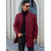 imageRuncati Mens Trench Coat Double Breasted Stand Collar Pea Coat Casual Fall Winter Warm Mid Long OvercoatBurgundy