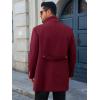 imageRuncati Mens Trench Coat Double Breasted Stand Collar Pea Coat Casual Fall Winter Warm Mid Long OvercoatBurgundy