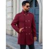imageRuncati Mens Trench Coat Double Breasted Stand Collar Pea Coat Casual Fall Winter Warm Mid Long OvercoatBurgundy