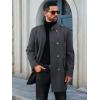 imageRuncati Mens Trench Coat Double Breasted Stand Collar Pea Coat Casual Fall Winter Warm Mid Long OvercoatDark Grey