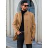 imageRuncati Mens Trench Coat Double Breasted Stand Collar Pea Coat Casual Fall Winter Warm Mid Long OvercoatKhaki
