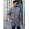 imageRuncati Mens Trench Coat Double Breasted Stand Collar Pea Coat Casual Fall Winter Warm Mid Long OvercoatLight Grey