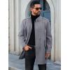 imageRuncati Mens Trench Coat Double Breasted Stand Collar Pea Coat Casual Fall Winter Warm Mid Long OvercoatLight Grey