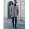 imageRuncati Mens Trench Coat Double Breasted Stand Collar Pea Coat Casual Fall Winter Warm Mid Long OvercoatLight Grey